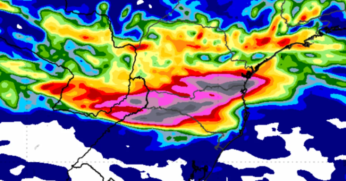 Chuva aumenta no Sul e avança para Sudeste até o início da próxima semana